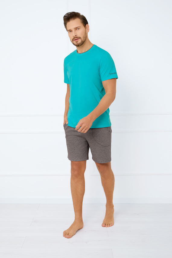 Krystian Мъжка пижама с къс ръкав, къси панталони Италианска мода - тюркоаз