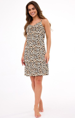 610/470 Нощница Cornette Coco 4 – леопардов принт, тънки презрамки, 100% памук