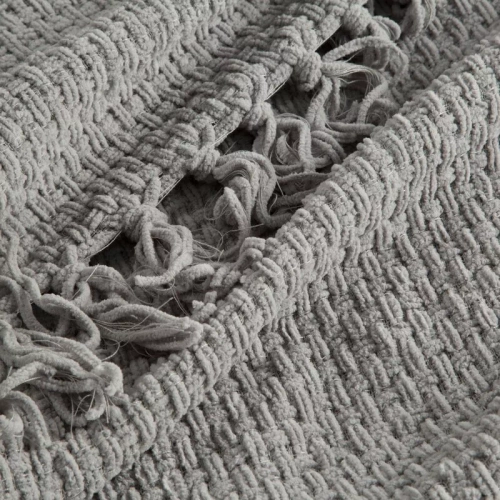 Сузи Одеяло, шалте, плетено с ресни, европерде, сиво