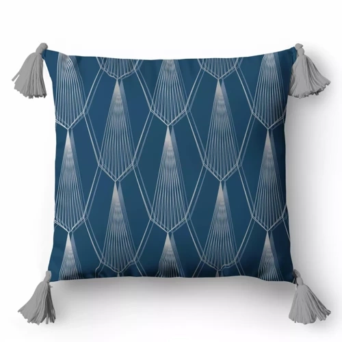 5399 B Декоративна калъфка за възглавница с орнаменти Panama 58 Detexpol син