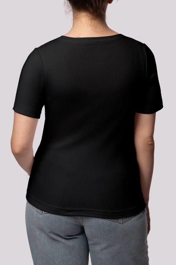 Дамска тениска на райе Mona, черна