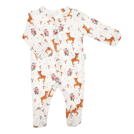 216031 Бебешки гащеризон Lala Nicol – памук, шарка с елени и рози