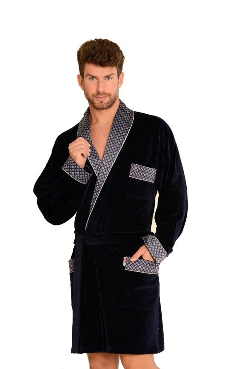 772 Мъжки форекс халат за баня Bonjour - тъмносин