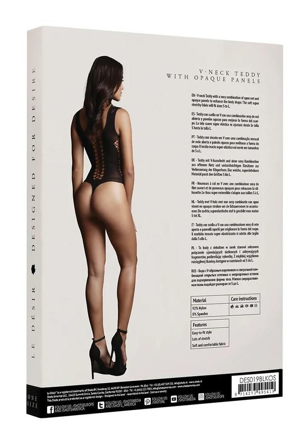 Body DES019 Le Désir черно боди с изрязвания и деколте S-L, XL-4XL