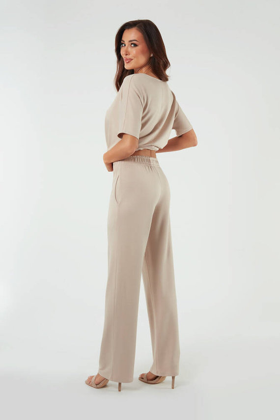 Soler Дълъг панталон за жени Италианска мода - бежов 