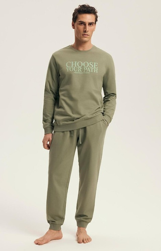 43484 Your Homewear Мъжка военна пижама Henderson - памук, дълъг ръкав, панталон