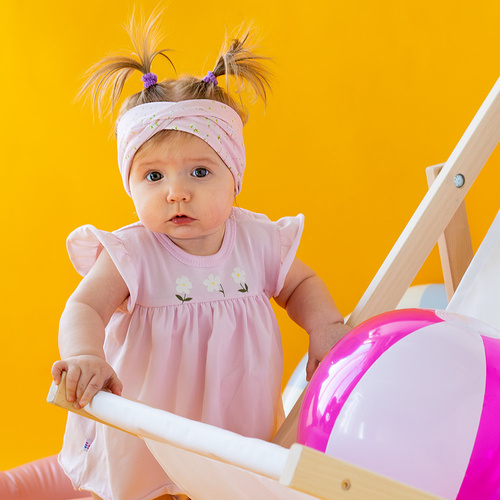 Рокля боди с къс ръкав Meadow Eevi - розово