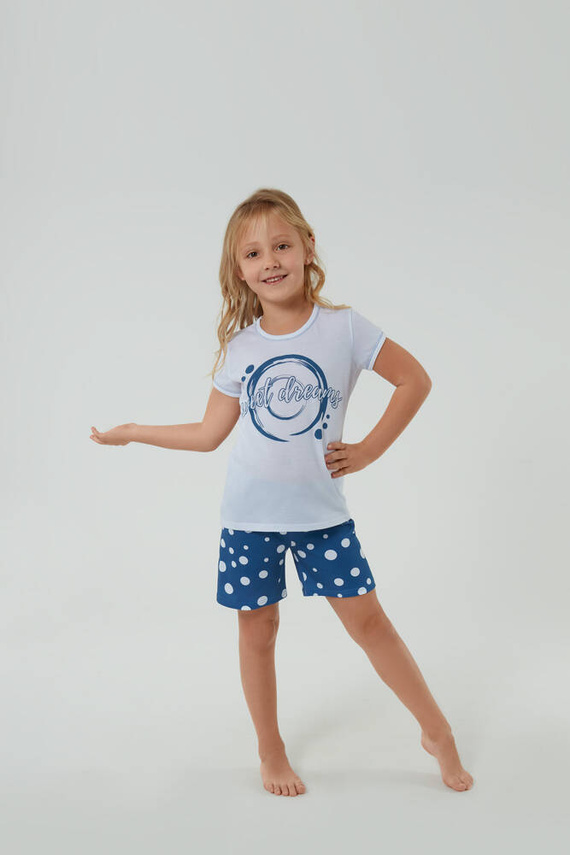 Raba Пижама за момичета Италианска мода - бяло/синьо 