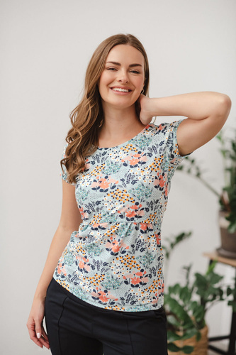 Milk Shirt Блуза за кърмачки и бременни с къс ръкав Milk&Love поляна на синьо