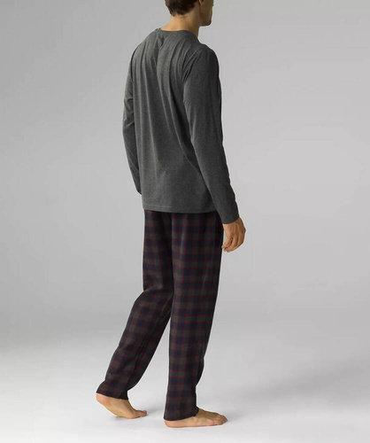 NMP-375 Мъжка пижама с дълъг ръкав, атлантическо сиво червена