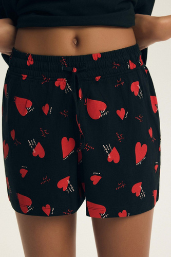 Дамска пижама Elain 44497 Henderson – 100% памук, шорти, сърца