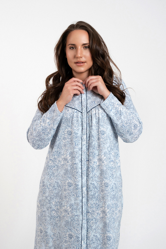 Нощница Talita с разкопчани копчета Италианска мода - син принт 