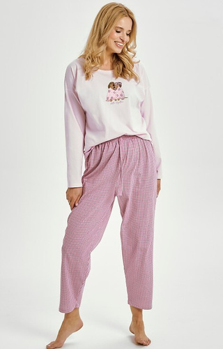 3434 Дамска пижама Elisa Taro – 100% памук, дълги ръкави, щампа куче