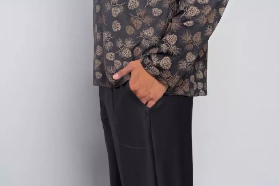 Pinus Мъжка пижама с дълъг ръкав, дълъг панталон Италианска мода - принт/графит