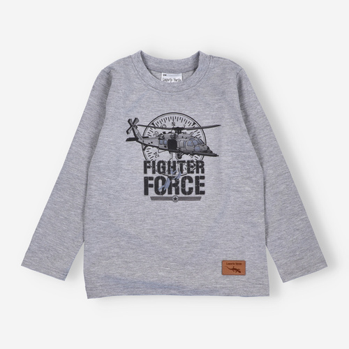 KAR-1018 Блуза с дълъг ръкав Lagarto Verde за момче, сива - памук с еластан, полско производство