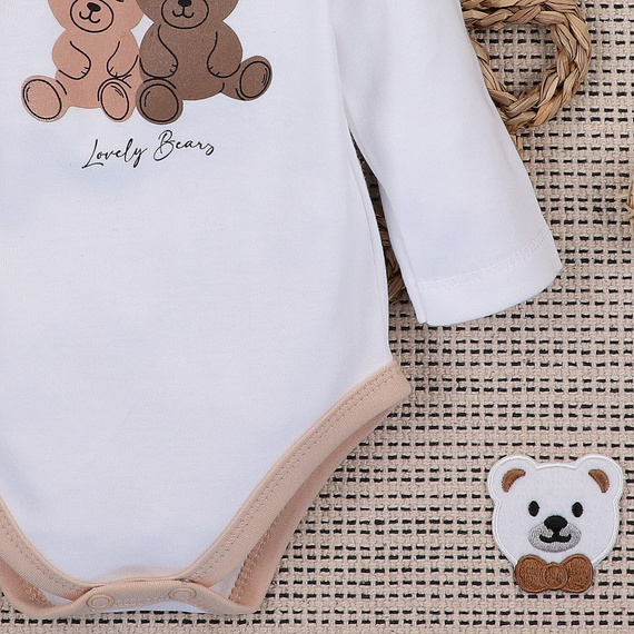 Бяло боди с плик от органичен памук Sweet Bears Nini