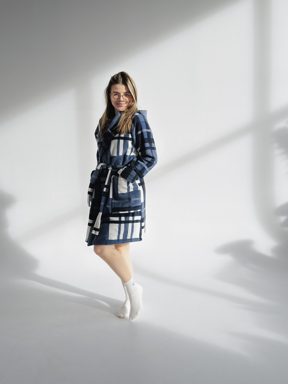 031 De Lafense одеяло за баня - топъл вълнен дамски халат за баня Super Cozy, син