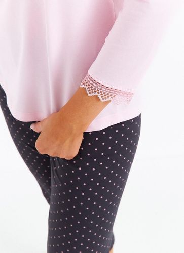 Дамска пижама Cana 481 3/4 розова - памучна, 3/4 ръкав, удобна