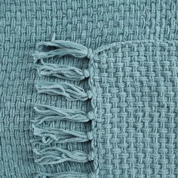 Сузи Плетено одеяло с ресни, европерде, мента