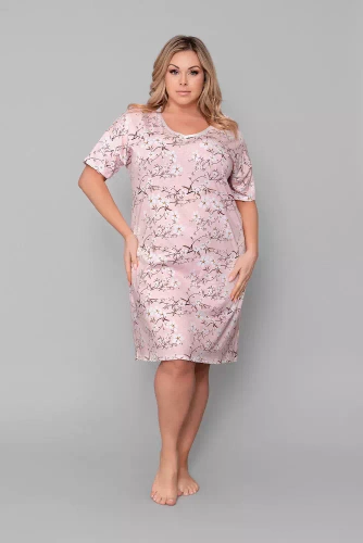 Нощница Alwa с къс ръкав Италианска мода - розов принт