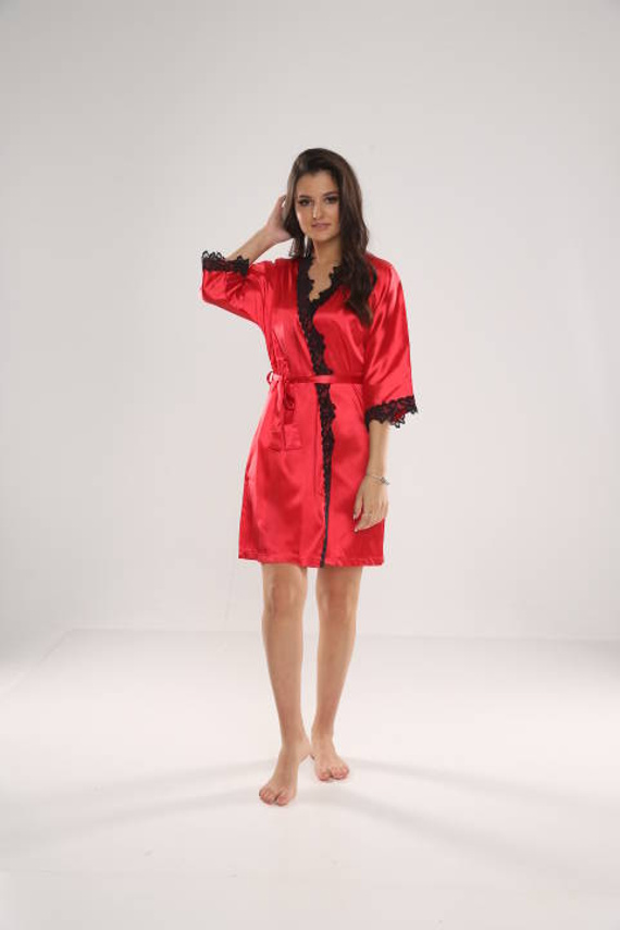 929 Kleoree Дамски халат De Lafense - червен