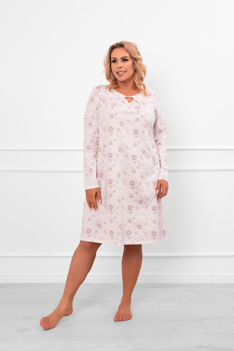 Дамска нощница Satui - памук, дълъг ръкав, флорален десен Италианска мода