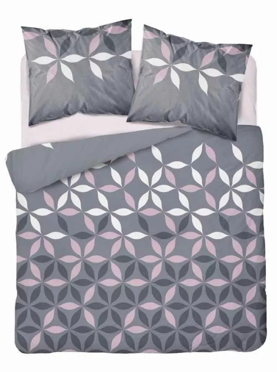 5024 A Спално бельо от микрофибър с цветя Detexpol сиво