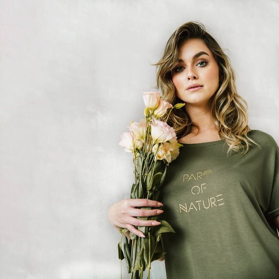 Пижама Natura Дамска пижама с къс ръкав и 3/4 панталон Италианска мода - каки