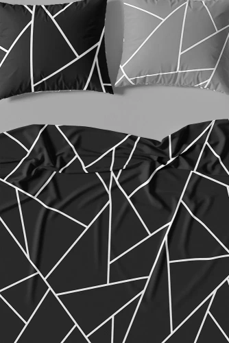 Milargo Verde 007 Спално бельо от геометричен сатен Faro черно