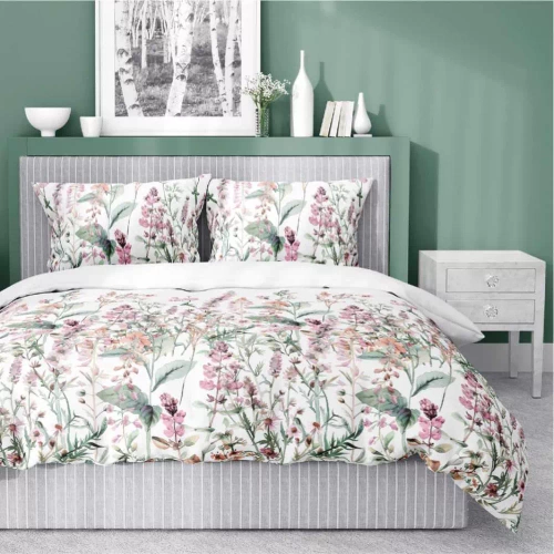 5485 A Detexpol Satin Stories сатенено спално бельо бяло-розово | 100% памук, сатенирана тъкан, цип, подаръчна опаковка