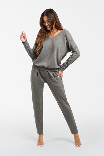 Karina Дамски комплект с дълъг ръкав, панталон Италианска мода - ¶r. меланж