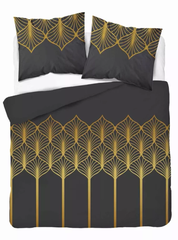 5225 A Спално бельо от сатен с геометричен мотив Detexpol черно
