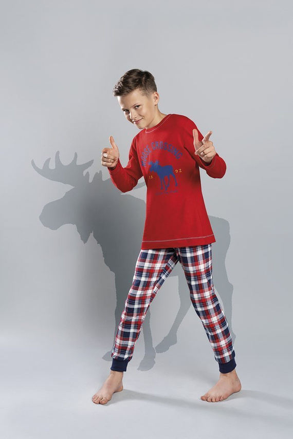 Памучна пижама Olandia за момичета Италианска мода - червена 