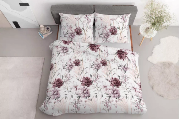 5222 B Спално бельо от прахово розов сатен на светъл фон Detexpol