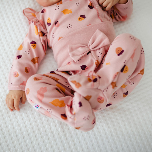 Бебешки спален костюм Fluffy Tails Eevi - розов, памук с панделка