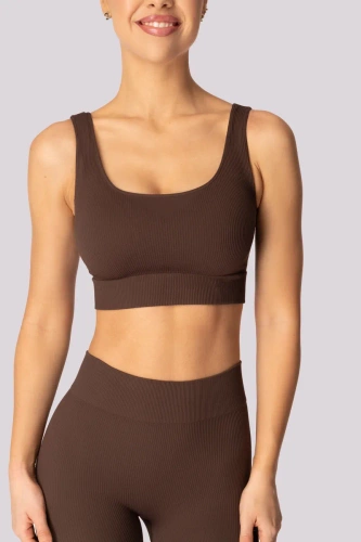 Ribbed top biustonosz sportowy prążek Mona caffe