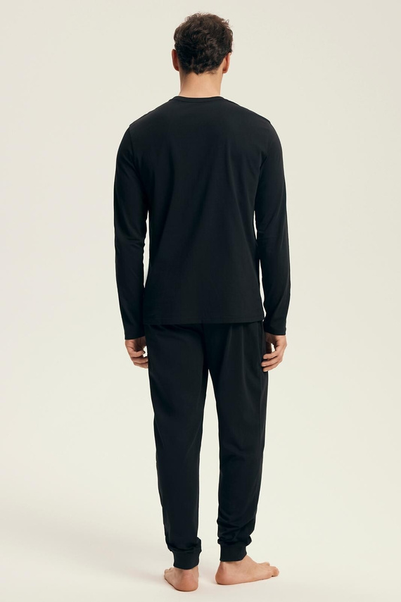 Мъжка пижама Henderson Core 43469 Loger, черно - памук, дълги ръкави, елегантна опаковка