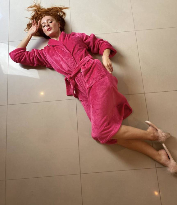 628 Abigail Дълъг дамски халат Forex - малина 