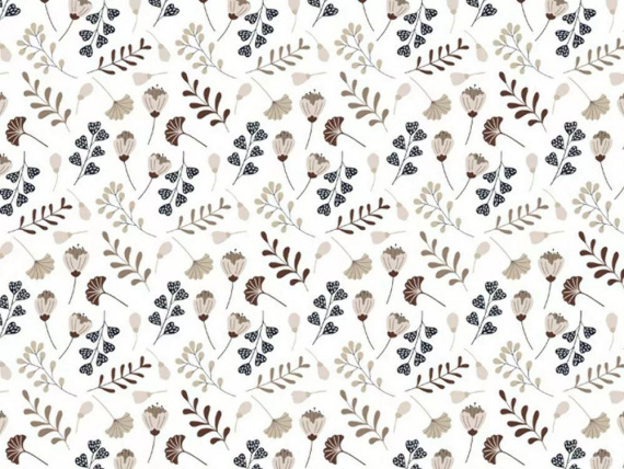 614N Класическо памучно спално бельо E24 Допълнителен комплект спално бельо, бяло, кафяво, листа, клонки - 100% памук, издръжливо, цветно, комплект от 2 части