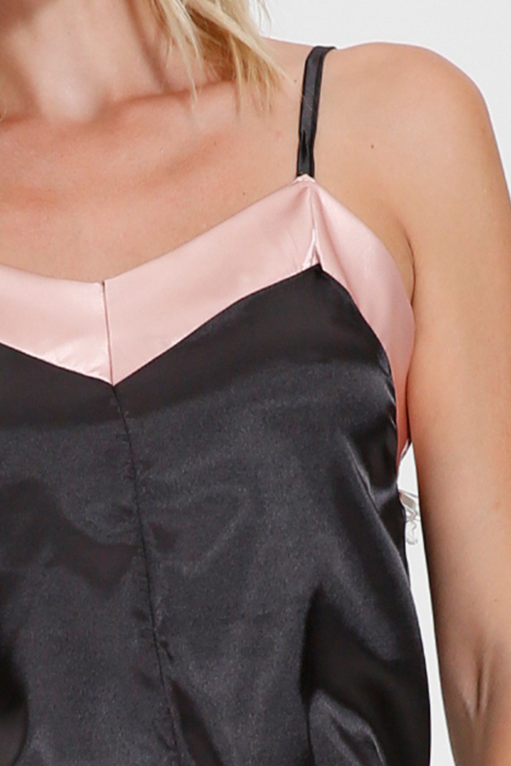 D492 Дамски комплект къса сатенена пижама Exes – топ и шорти