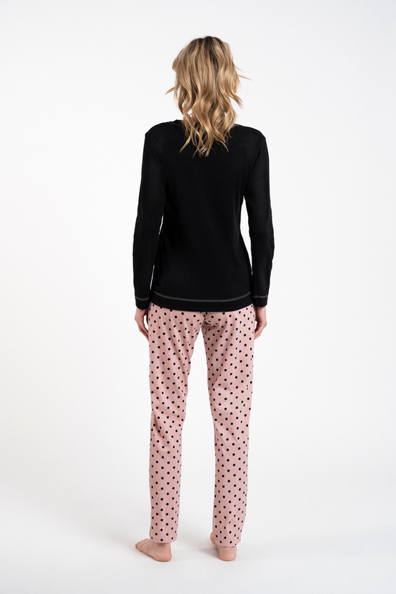 Bonilla Дамска пижама с дълъг ръкав и дълъг панталон Италианска мода черно/принт 