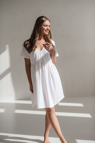 Нощница за бременни и кърмачки Aurora Milk&Love бяла