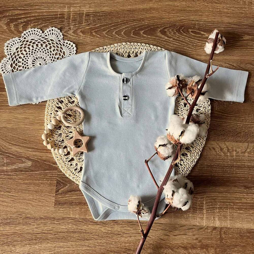 BP009 Поло боди с дълъг ръкав Mamatti - сиво