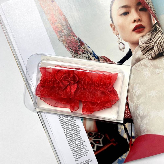 221 Шифонена жартиера De Lafense - червена