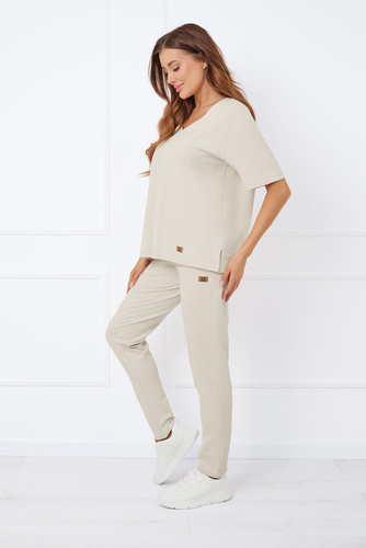 Caro Блуза с къс ръкав Италианска мода - бежово