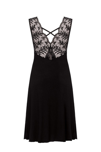 Черна нощница Petra KM29 Mefemi от Nipplex – вискоза, дантела, дължина до прасеца