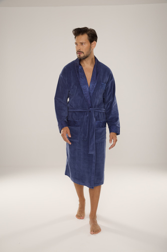 868 Благороден мъжки велурен халат De Lafense - елегантен, мек, първокласен, деним