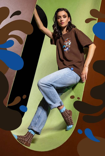 U04.WED Унисекс чорапи Wedel Gatta - млечен шоколад 02/13E