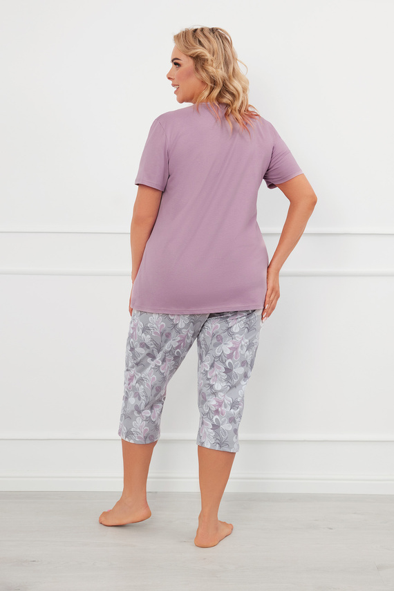 Ibena Дамска пижама с къс ръкав и 3/4 панталон Италианска мода - heather/print