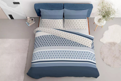 5028 A Detexpol geometry микрофибърно спално бельо, синьо